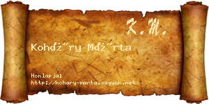 Koháry Márta névjegykártya
