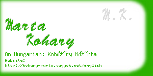 marta kohary business card